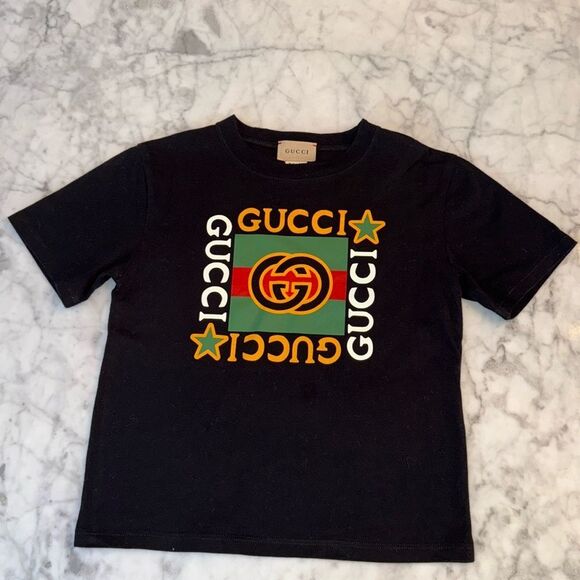 Gucci Black Short Sleeve Tee with Iconic Logo 4Y - Picture 1 of 3